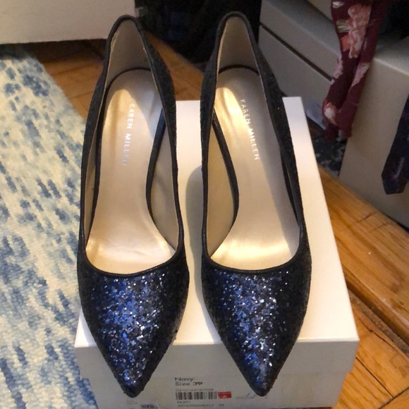 Karen Millen Cotton Glitter Court shoe size 39/8.5 - Picture 5 of 6